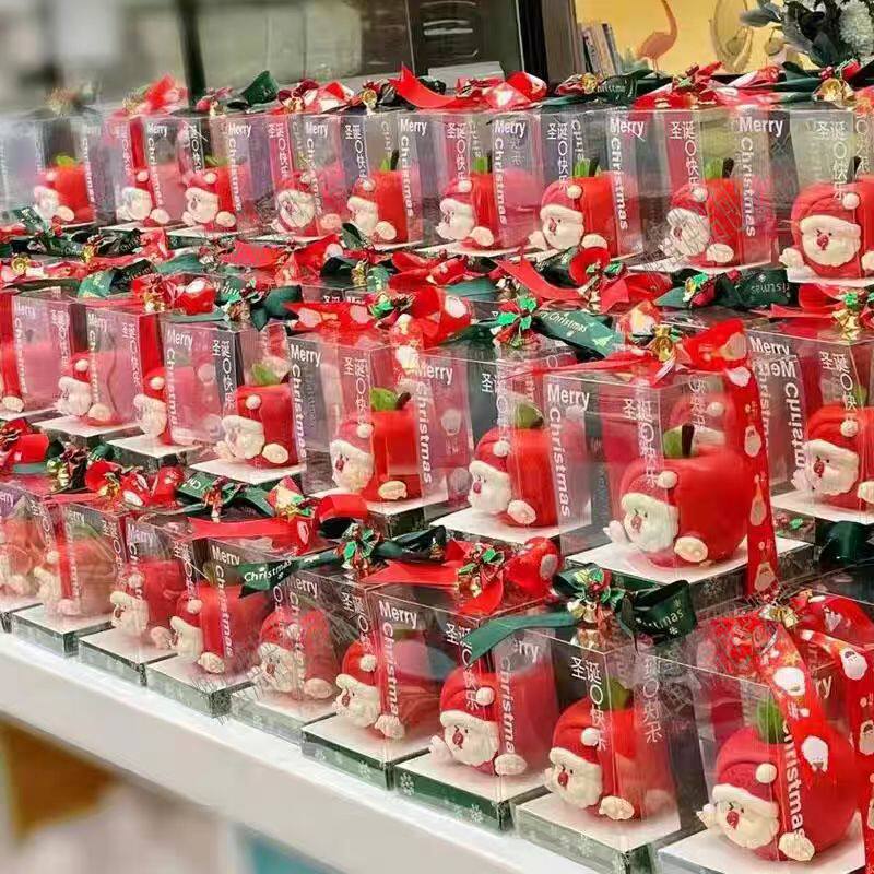 圣诞巧克力苹果敲敲乐透明礼盒包装盒平安夜节日烘焙蛋糕打包盒