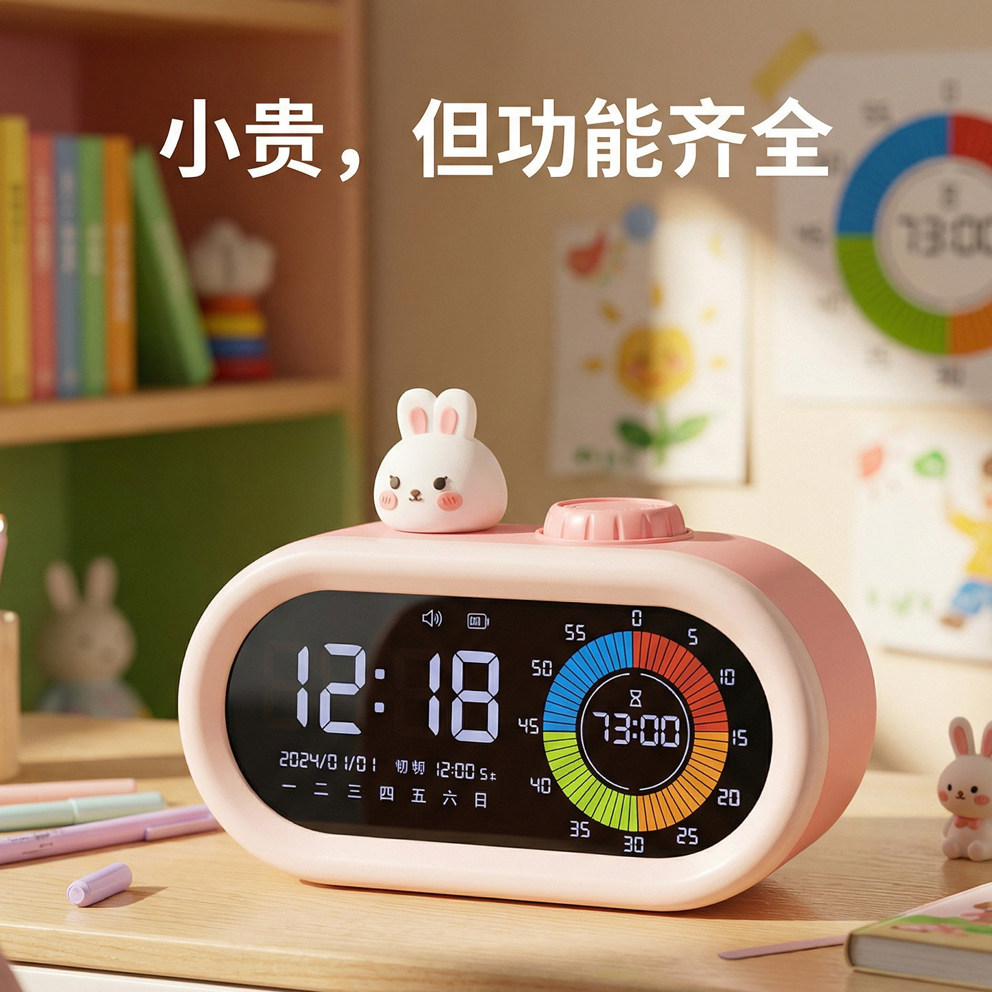 可摆钟表智能电子闹钟台面时钟液晶屏计时器学生专用考试时间管理
