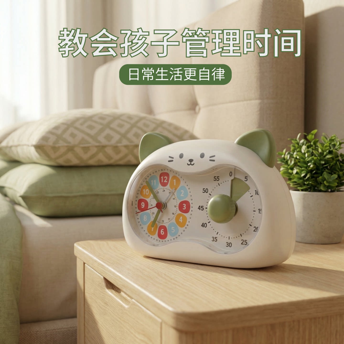 儿童学习定时器台钟时间管理教具可爱桌面闹钟学生自律神器静音