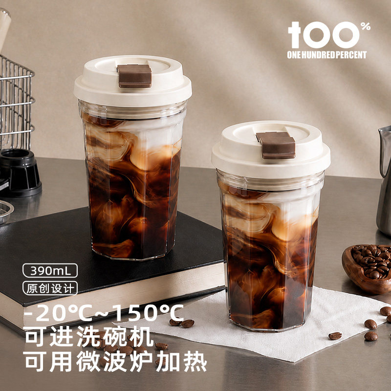 咖啡杯便携外带高硼硅透明玻璃杯带盖情侣水杯外出携带杯子学生图片