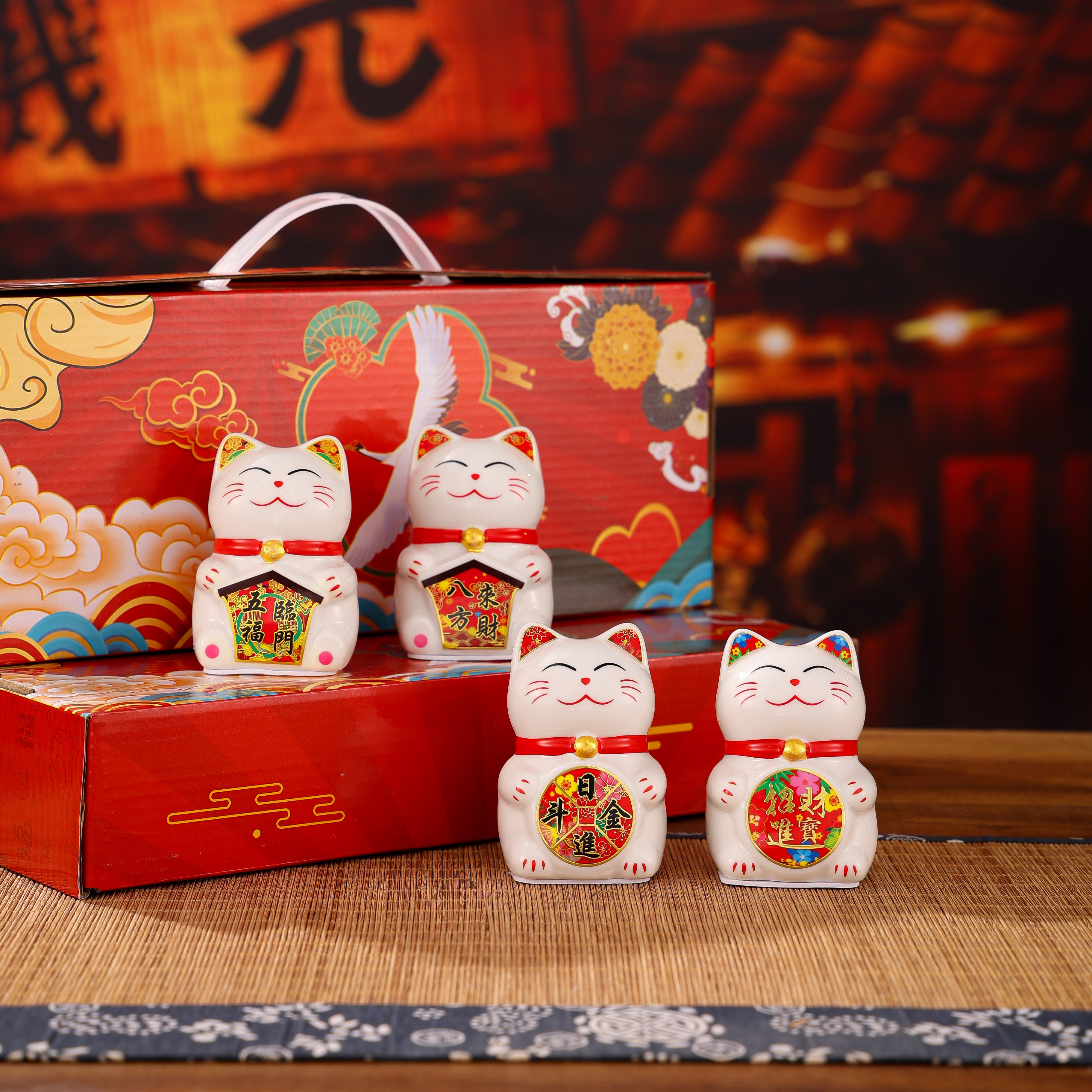 可爱创意招财猫摆件办公室桌面家居装饰收银台小礼物摆件装饰