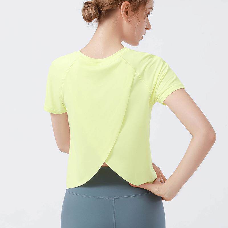 Yoga cover-up sports top for women with icy back slits and