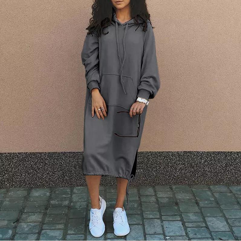 long hooded dress fit long fit loose women color adjustable