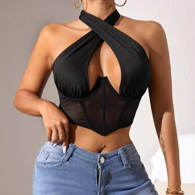 Neck Corset Cross Lace Halter Lace-up Herringbone Neck