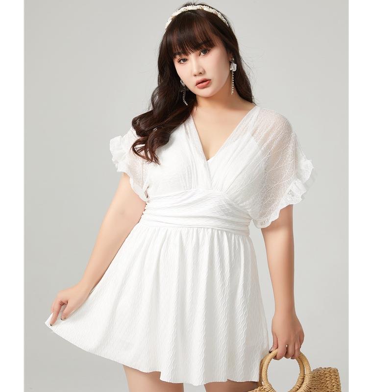 color and girl Swimsuit belly-covering large white hot