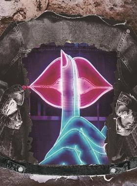 Denim Lips Jacket Denim Western Loose Lapel Jacket