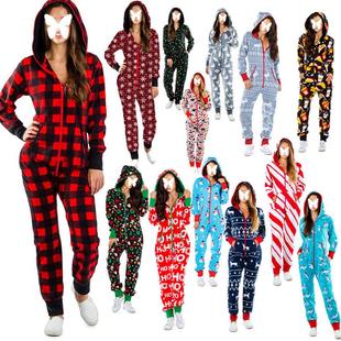 onesie sleepwear winter hooded christmas with party couple