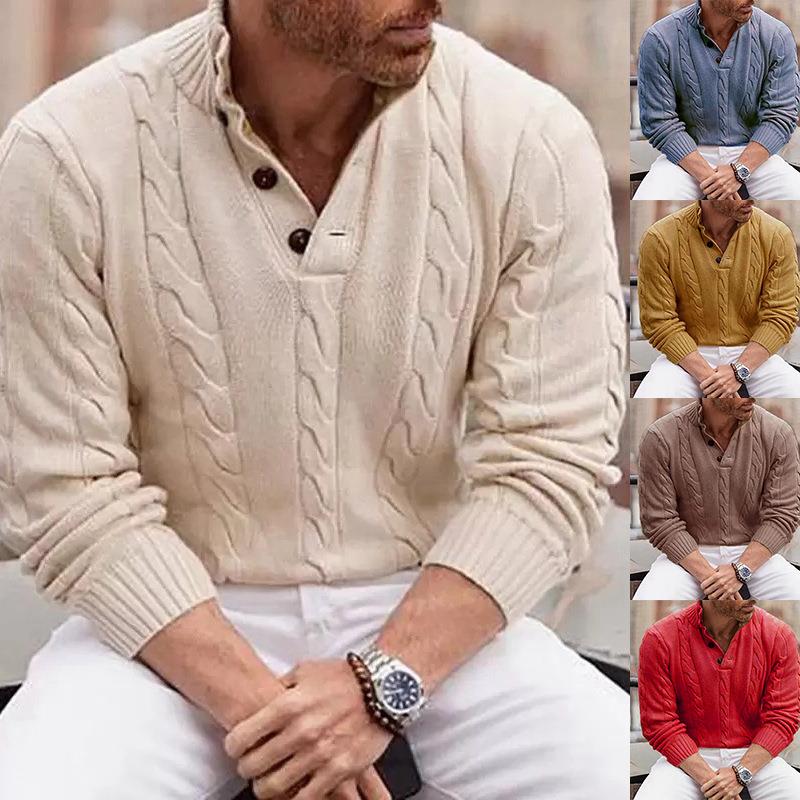 collar sweater mens solid high sleeve sweater color Mens