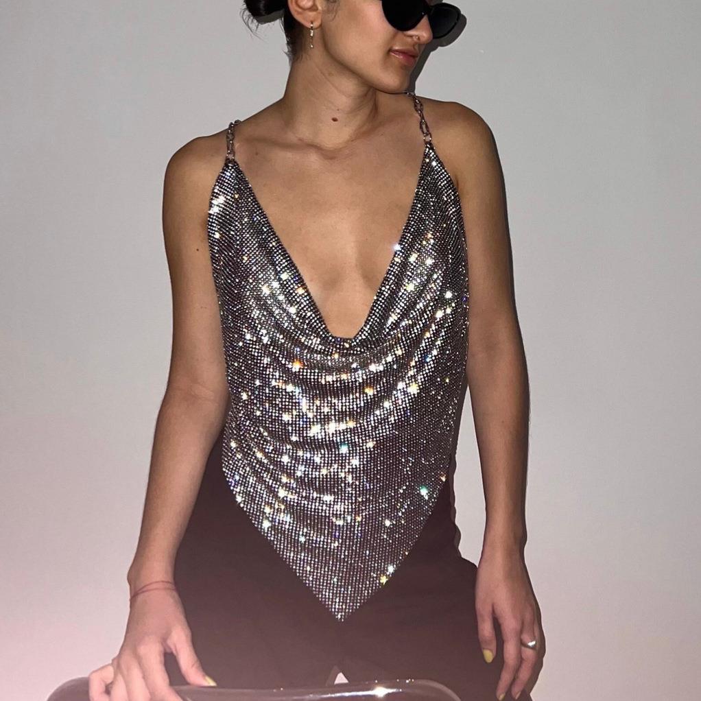 Top Suspender Sequin Metal Suspender Chain Sexy Top