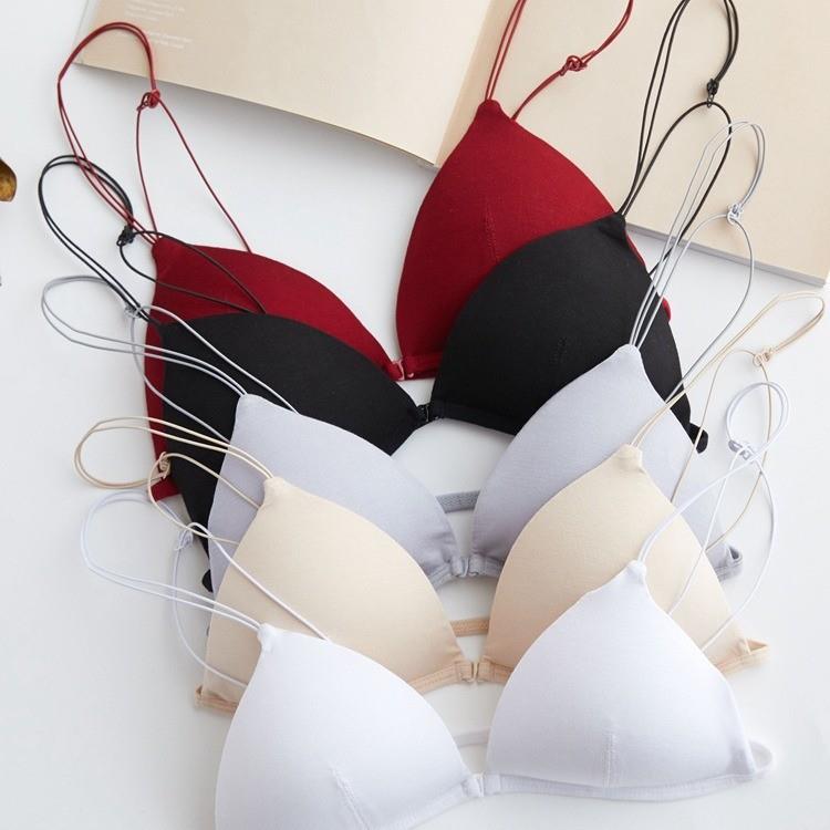 Sexy front buckle underwear womens triangle cup no steel