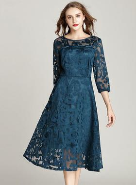 bridesmaid formal dress half lace women with gown length