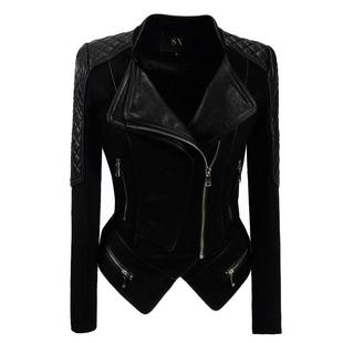 Suede leather jacket for women slim fit short deerskin coat
