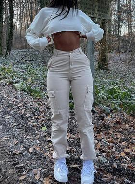 high-quality european and new hip trousers high waist