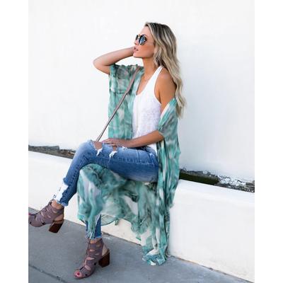 Chiffon Blouse Long Sun Bikini Clothes Leaf Kimono