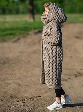 cardigan women sweaters new  plait languid hooded cardigan