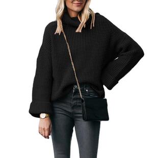 knitted Turtleneck cardigan women loose sweater