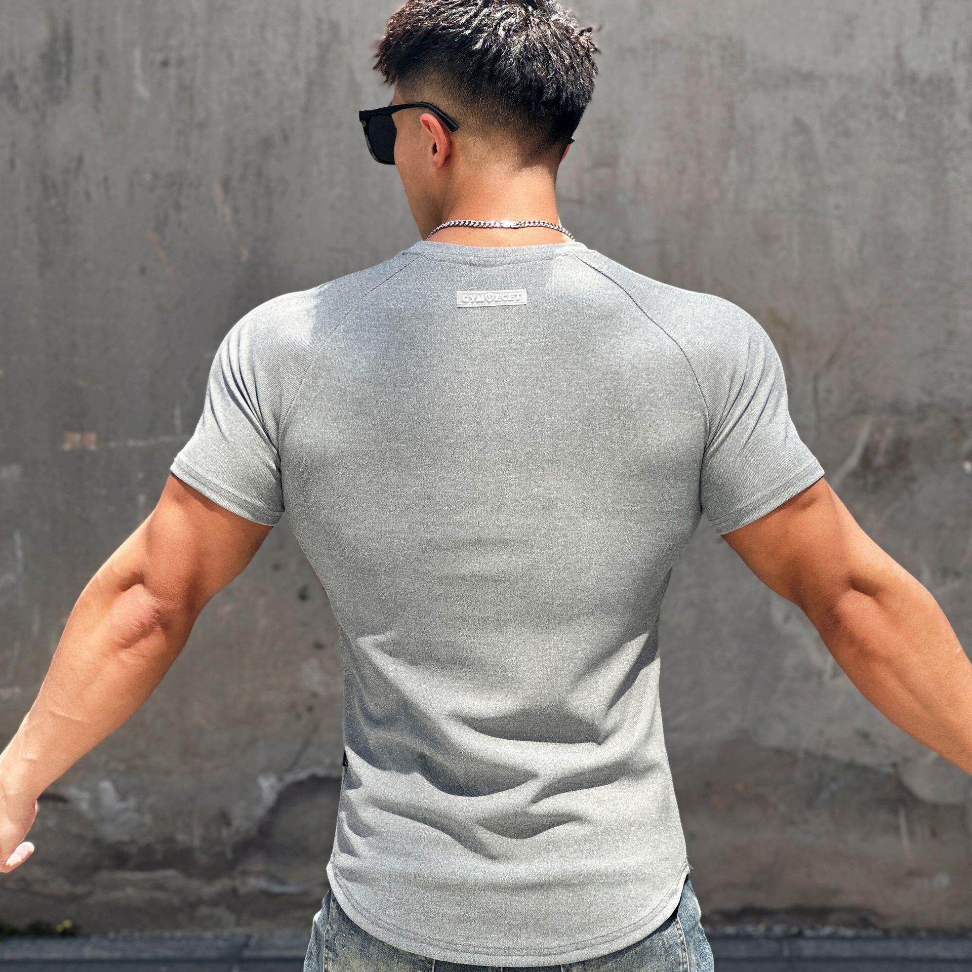 T-Shirt Stretch Striped Solid Training Mens Shirt Henley
