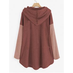 sleeved long double faced sweatshirt Womens fleece hooded