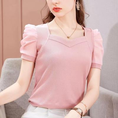 trendy top sleeve puff style palace T-shirt short-sleeved