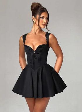 skirt mini puffy ballet womens dress backless fit slim