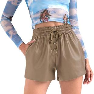 four seasons loose casual wear drawstring Womens leather