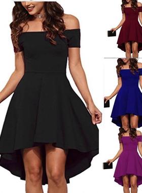 Women's dress one shoulder short sleeves long skirt