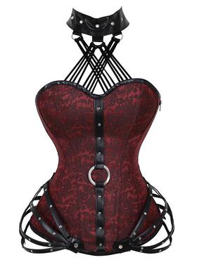 Gothic style tube top halter neck steel bone side zipper