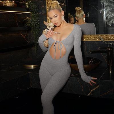 Jumpsuit Sleeve Long Fit Slim Hollow Chest Sexy Fashion