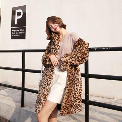 plush thick coat fur print leopard women for coat fur
