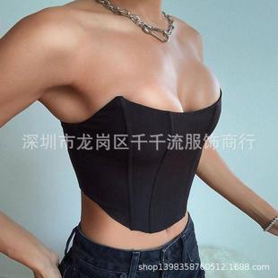 slim-fitting backless women Shiny top chest and and wrap