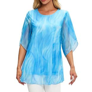 Elastic Flowing Shirt Top Sleeve Loose Chiffon