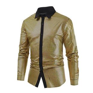 Mens formal shirt sequin button-down shirt clothing lapel