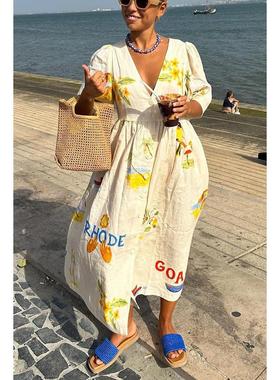 women for dress holiday loose INS dress sleeve five-quarter