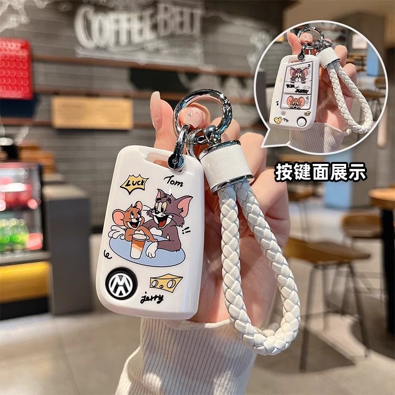 适用大众id3钥匙套高尔夫8揽巡id4车揽境id6威然凌渡l途昂x壳扣包