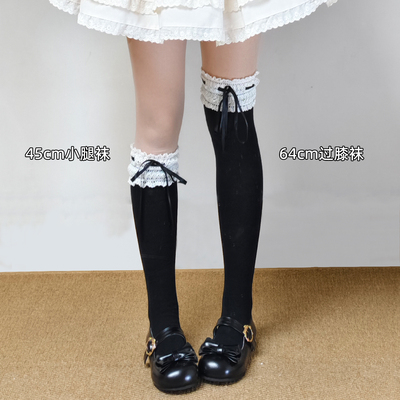 lolita芭蕾风花边袜子女纯棉lo袜