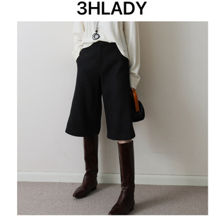 3HLADY| 知识分子风 挺括羊毛呢 百慕大六分裤A型过膝中裤