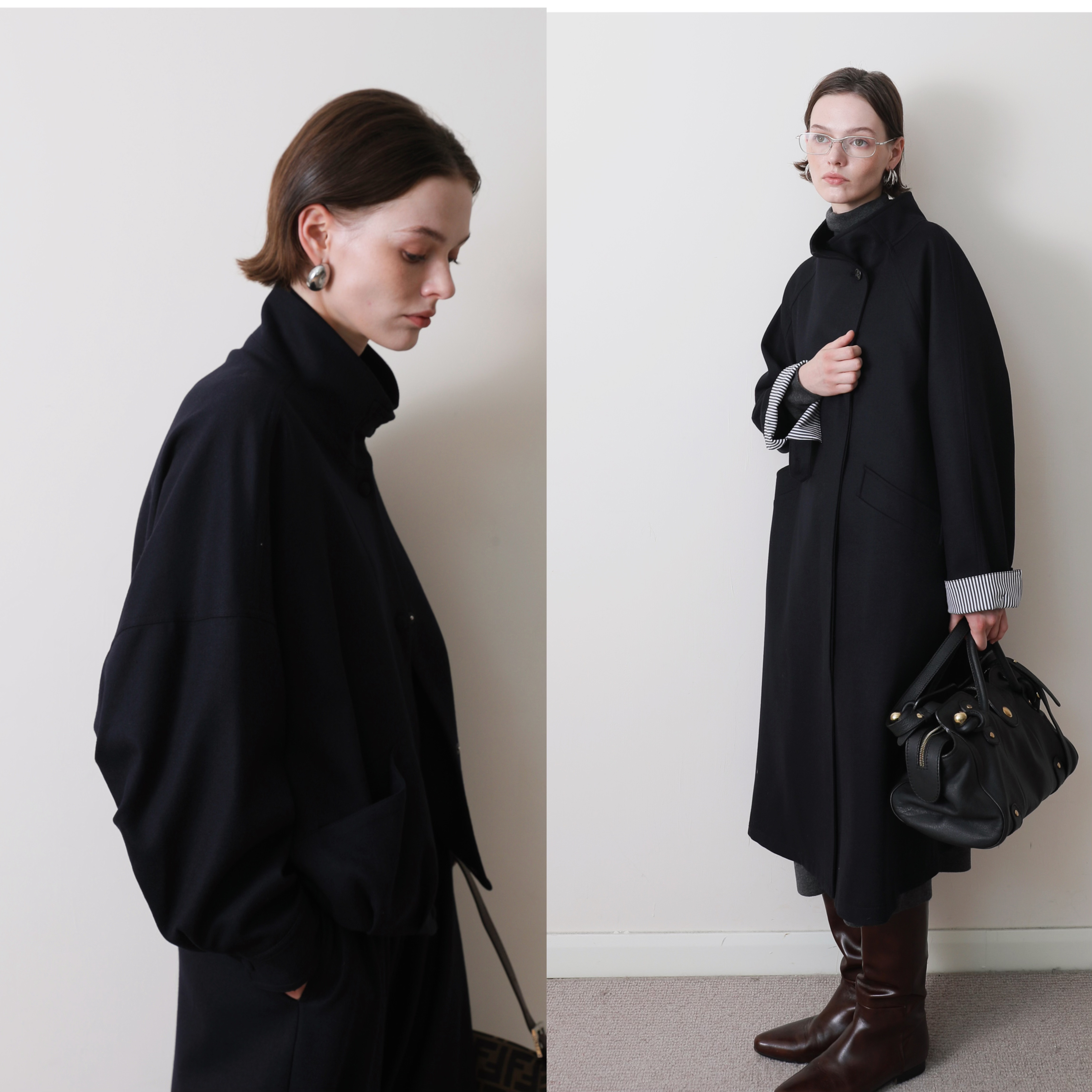 3HLADY| 进口定制面料 皇冠蓝 立领羊毛夹克｜长外套｜阔腿裤