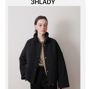 3HLADY 缪风防风定制面料 安心白鸭绒时髦翻领工装风派派克羽绒服