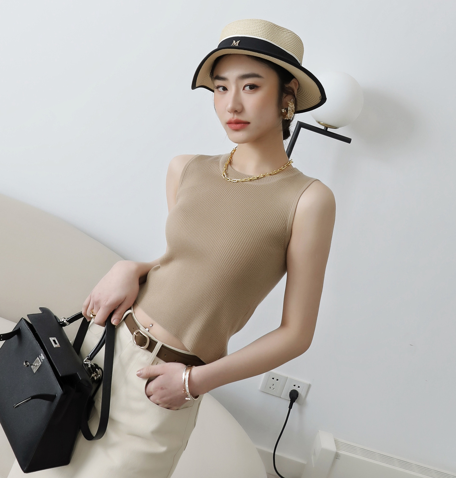 天丝羊毛圆领BM针织背心