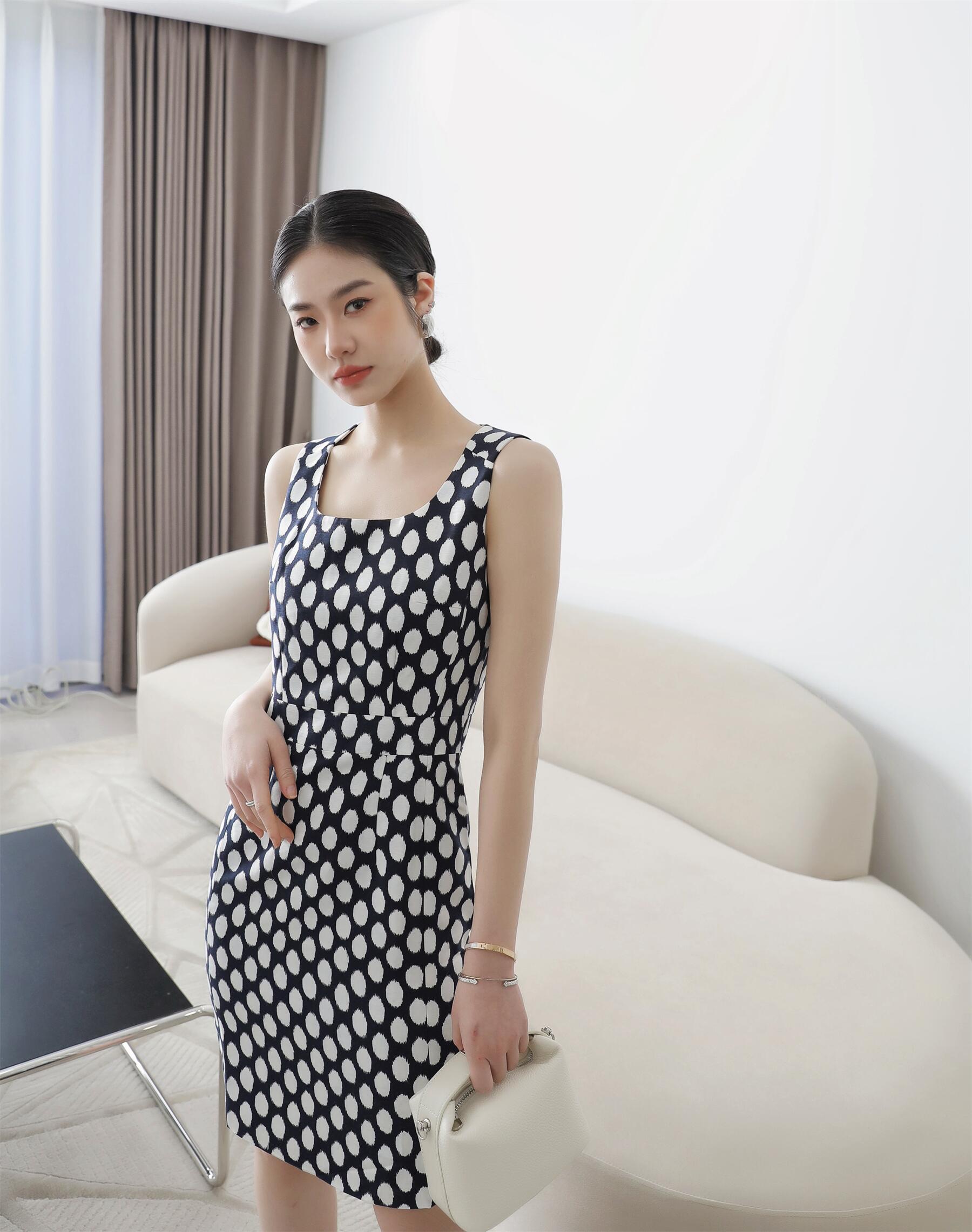 进口面料波点小香风背心裙