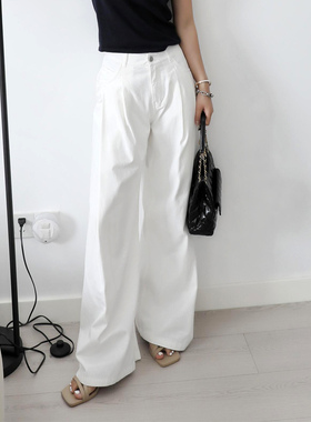 3HLADY 周末WEEKEND系列无拘束乳白色宽松气球裤棉质牛仔裤阔腿裤