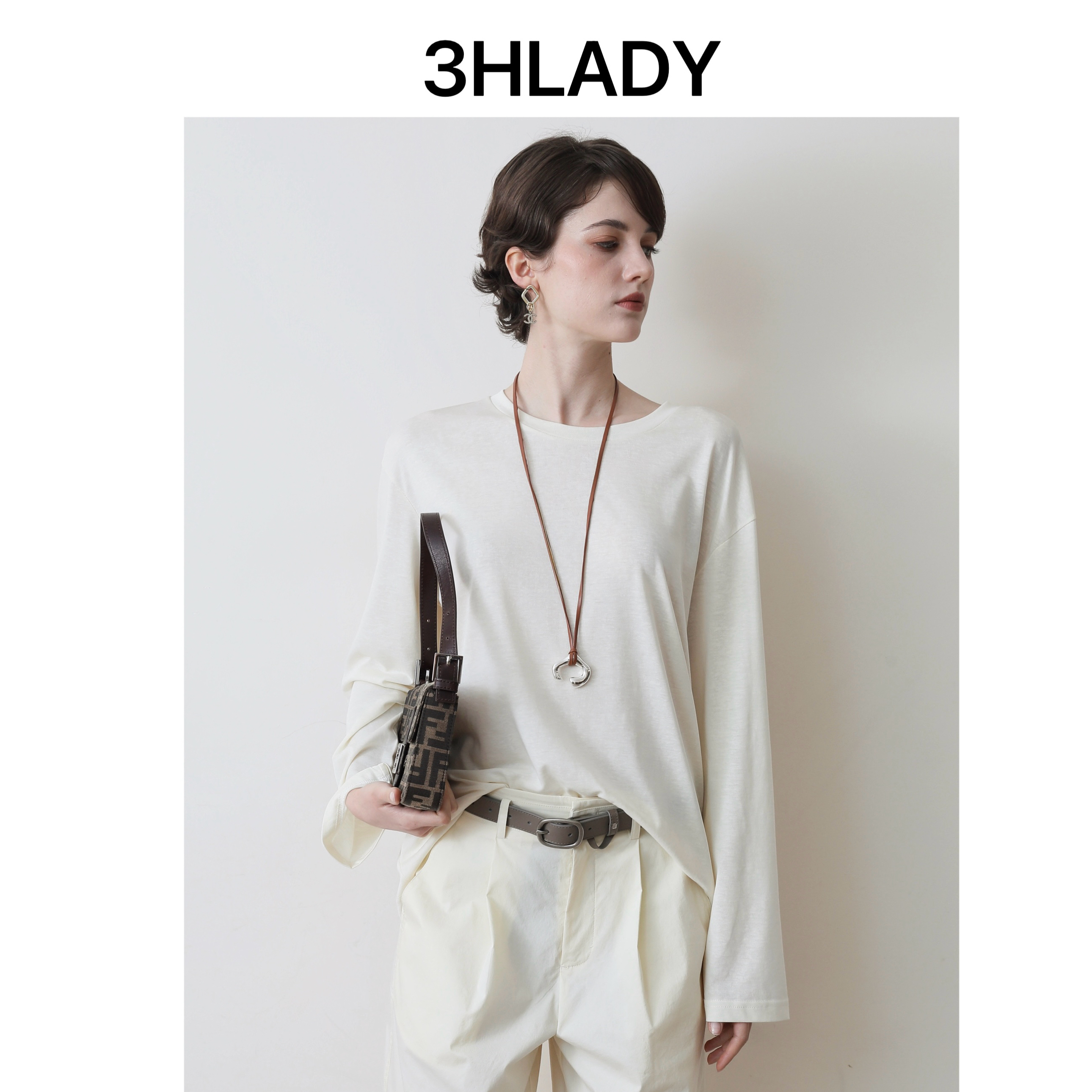 3HLADY 及简务实 百搭高效率 含莱赛尔天丝 四色长袖TEET恤