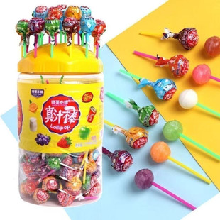 真汁棒棒棒糖什锦果味混合口味150支桶装 大通年货喜糖糖果 实惠装