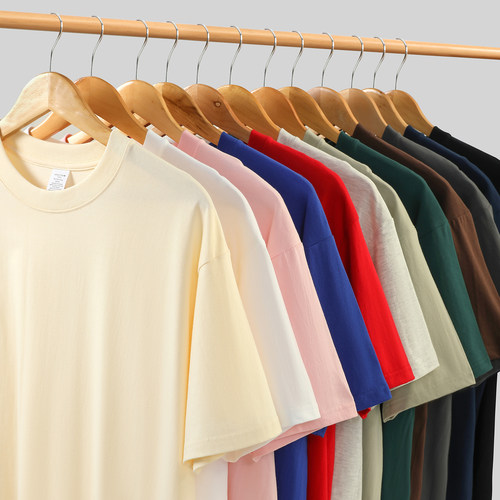 纯白圆领重磅棉T恤宽松款男女同