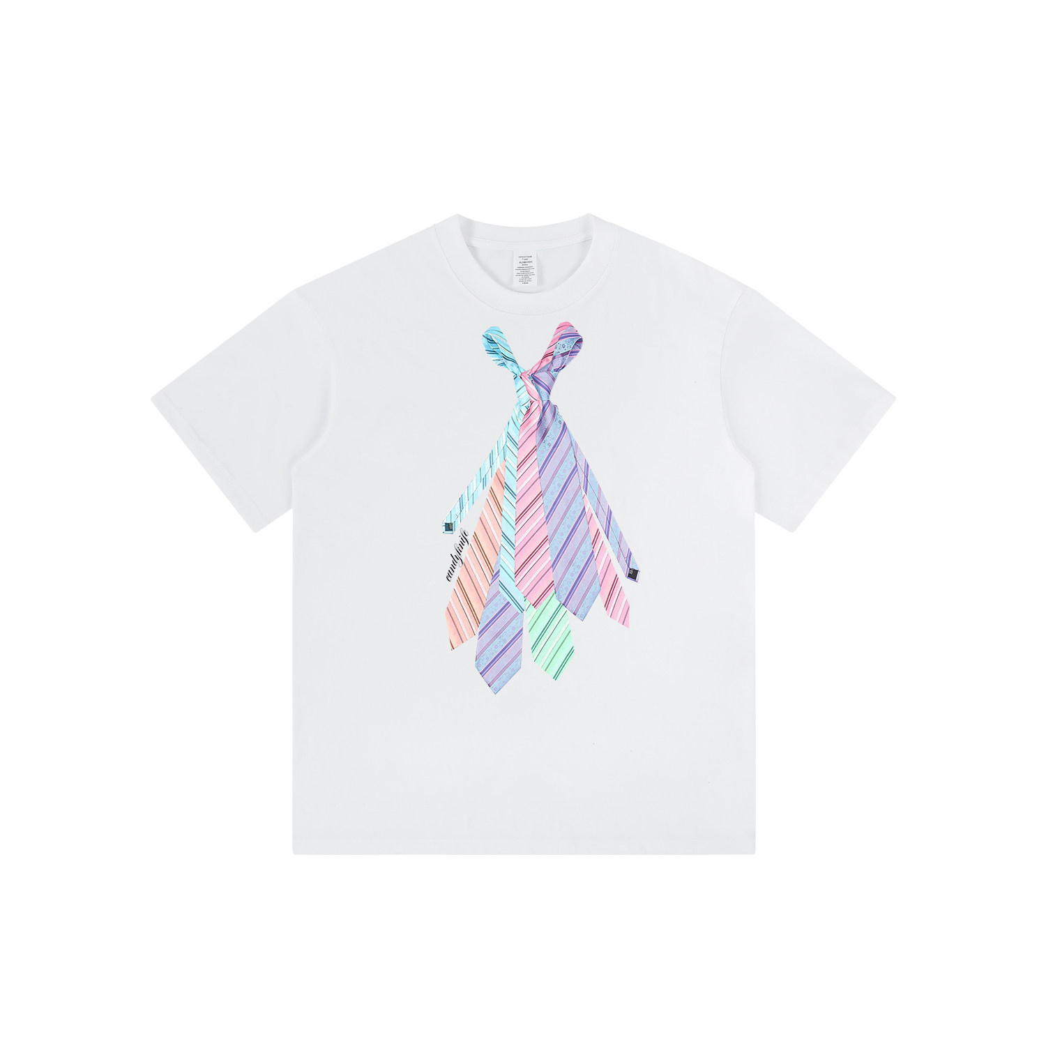 美式休闲短袖t恤女夏季领带印花宽松显瘦设计感潮牌小众情侣上衣