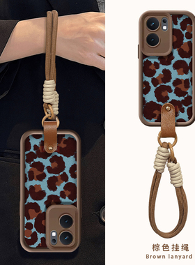 蓝色豹纹适用iqooneo9手机壳neo8天眼阶梯neo7se硅胶保护软套6se全包5活力版3防摔855竞速pro镜头女新款创意