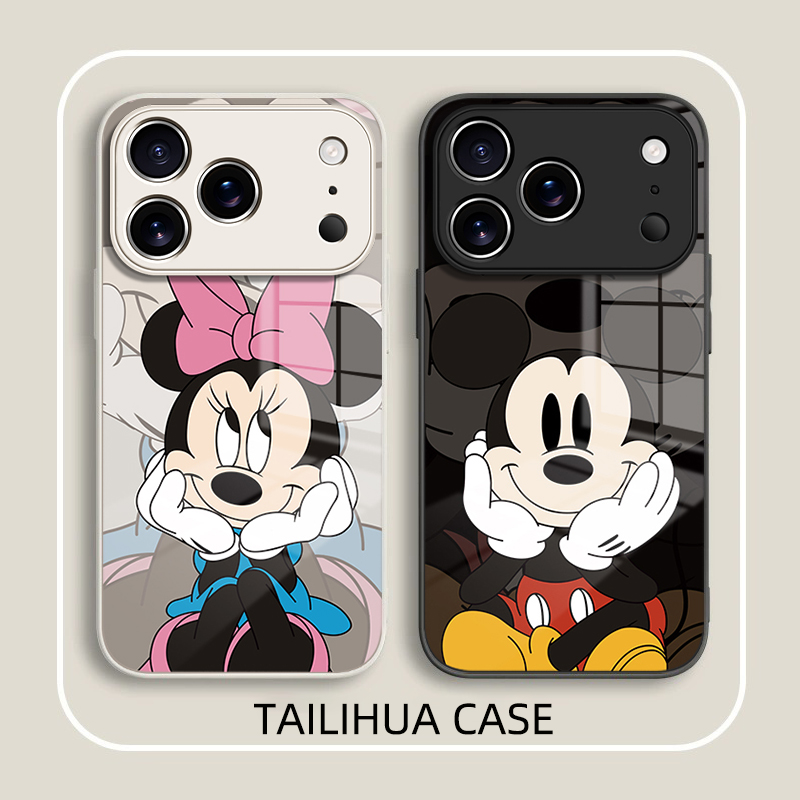 米奇米妮适用苹果17手机壳iPhone17pro保护套Air液态钢化玻璃硅胶17promax超薄镜头全包防摔新款男女高级