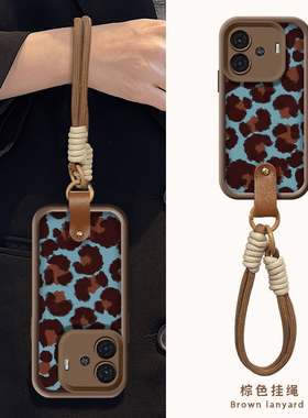 蓝色豹纹适用iqooz9turbo手机壳z8x天眼阶梯z7x硅胶z6x保护软套z5全包z3防摔z1镜头z1x女z5i新款z9x创意高级