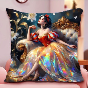 西域公主抱枕十字绣卡通动漫手工满绣沙发枕套刺绣人物图案百合花