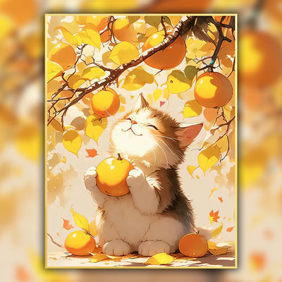 柿柿如意猫咪十字绣2025新款线绣客厅手工年轻人刺绣简单5d钻石画